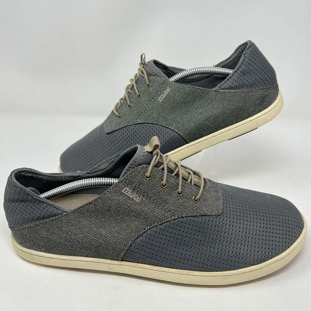 Olukai Nohea Moku Men’s Sz 12 Slip on Textiles Boat Shoes Gray 10283-2610